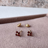 Flower Granate 18k Solid Gold Earrings