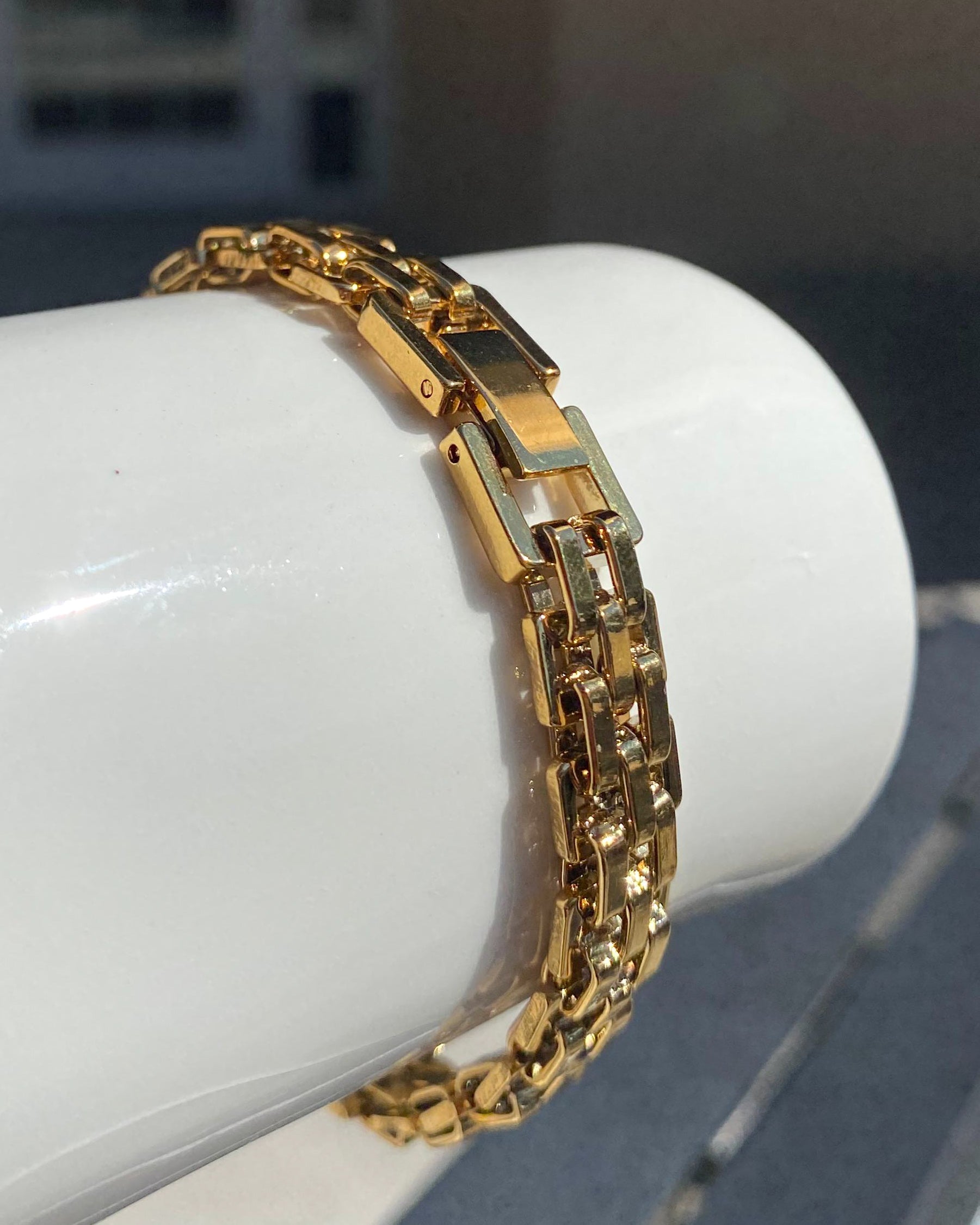 Golden Steel Thick Bracelet for Men