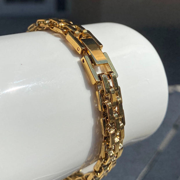 Golden Steel Thick Bracelet for Men