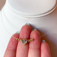 Little Crystal Heart Ghost Necklace