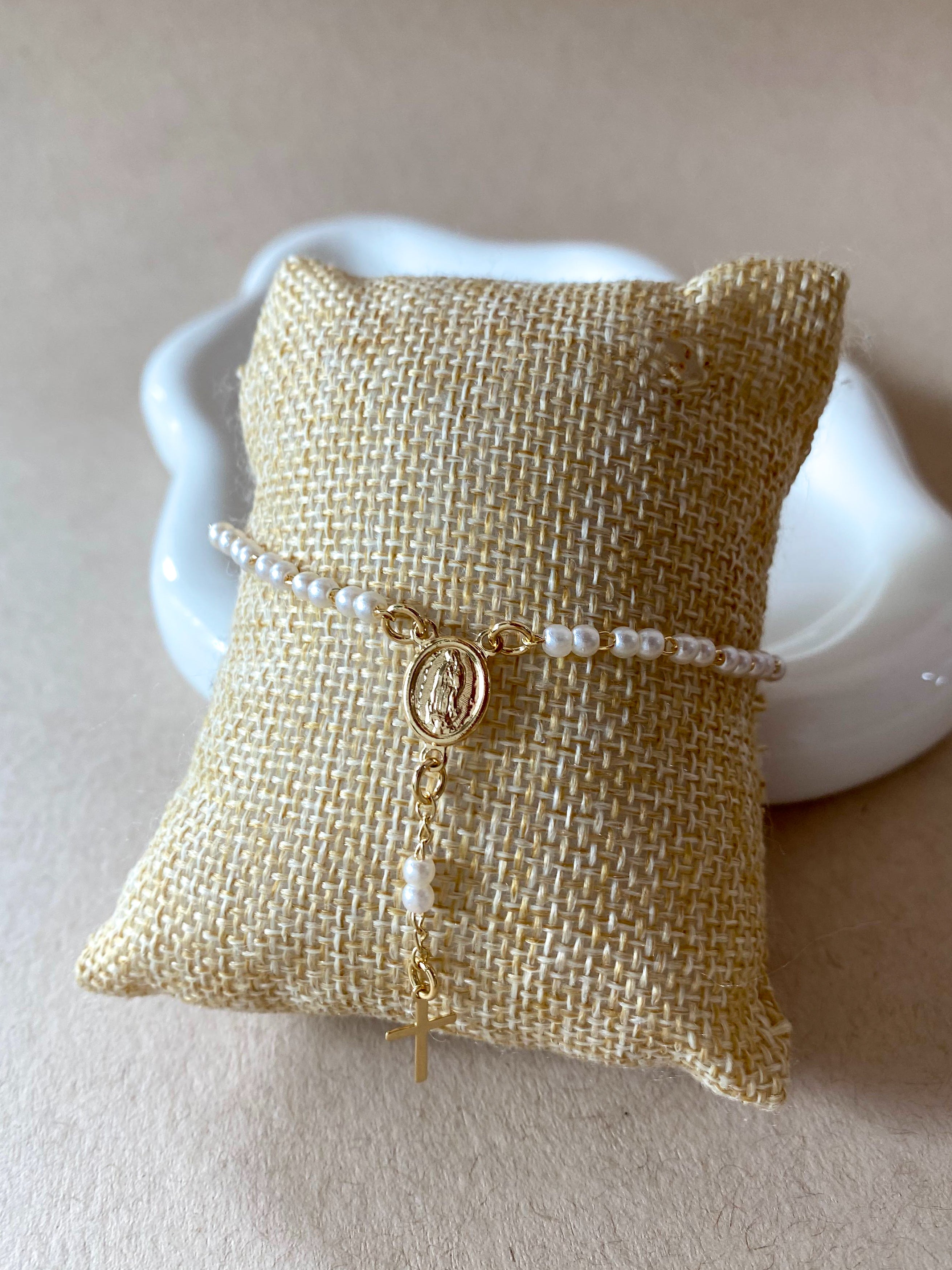 Guadalupe Virgin Pearls Rosary Bracelet