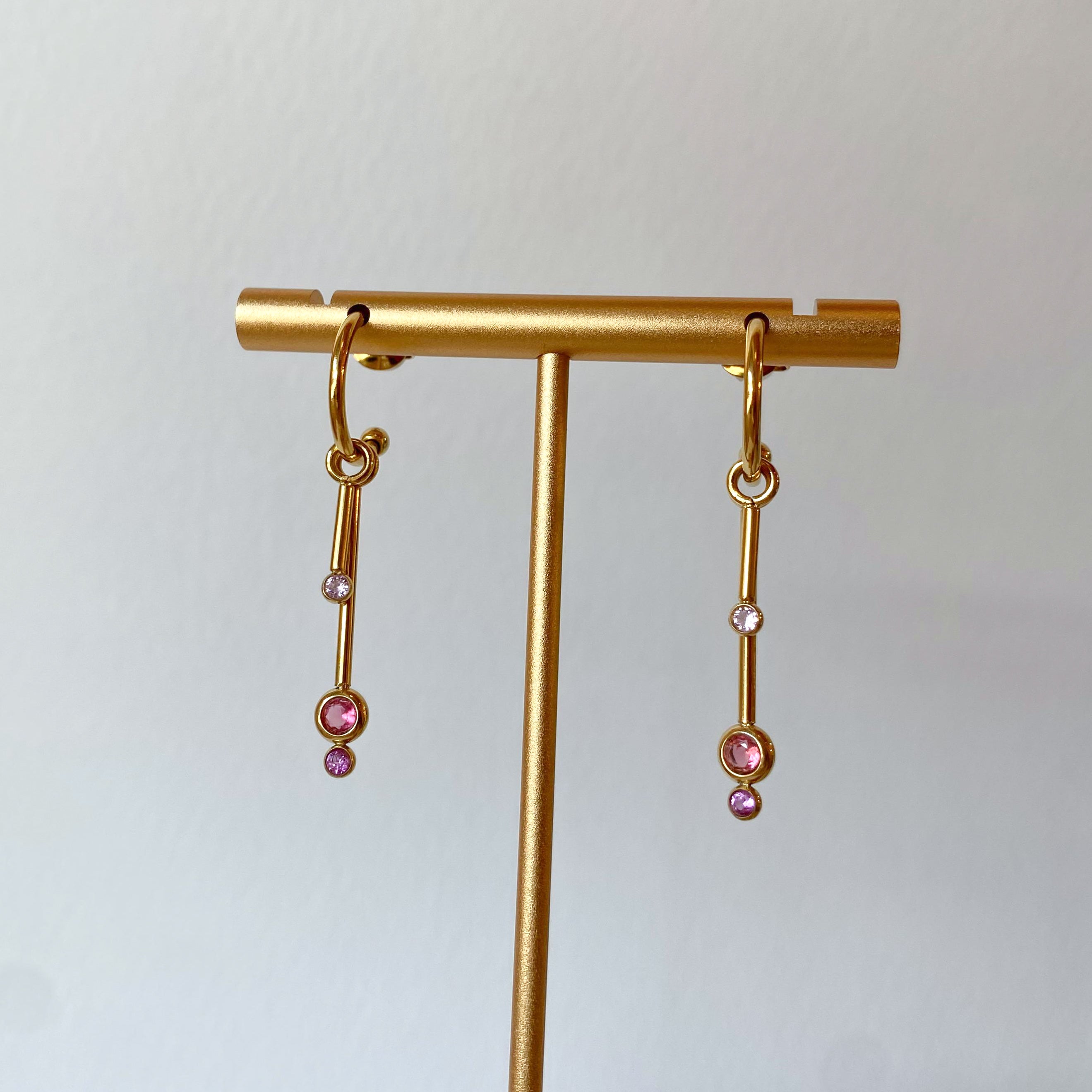 Pink Crystals Steel Necklace or Hoops