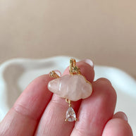 Cloud and Raindrop Rose Quartz Crystal Charm