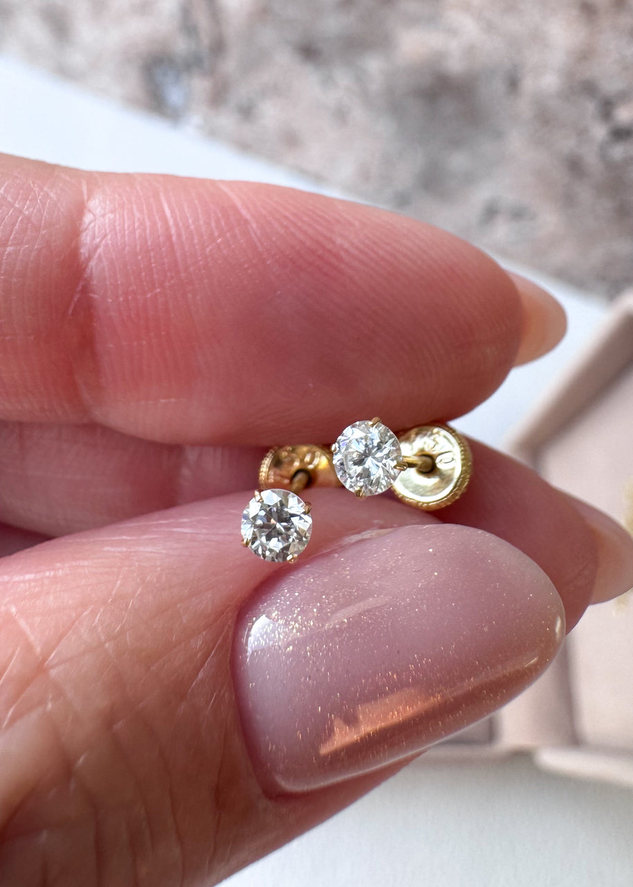 Lab Diamonds 18k Solid Gold 3mm Earrings