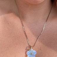 Opal Flower Crystal Stone Charm Necklace