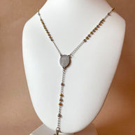 Guadalupe Virgin Medal 2 Gold Steel Rosary Necklace