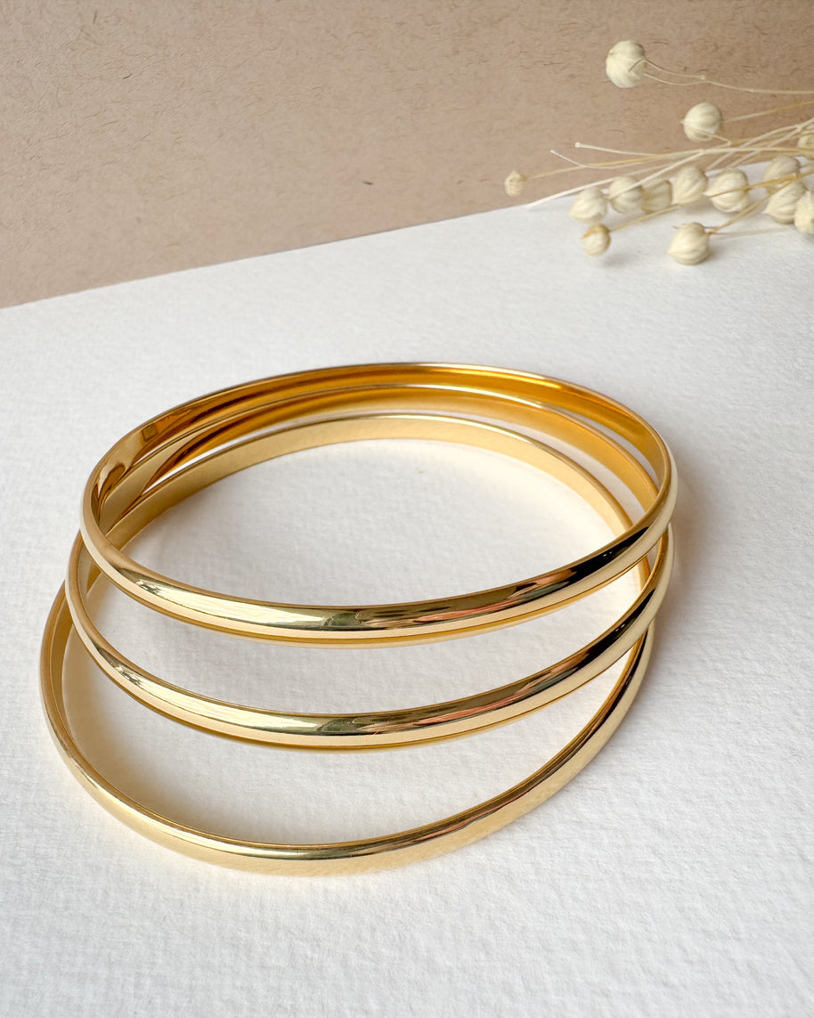Set 3 Golden Medium Bangle