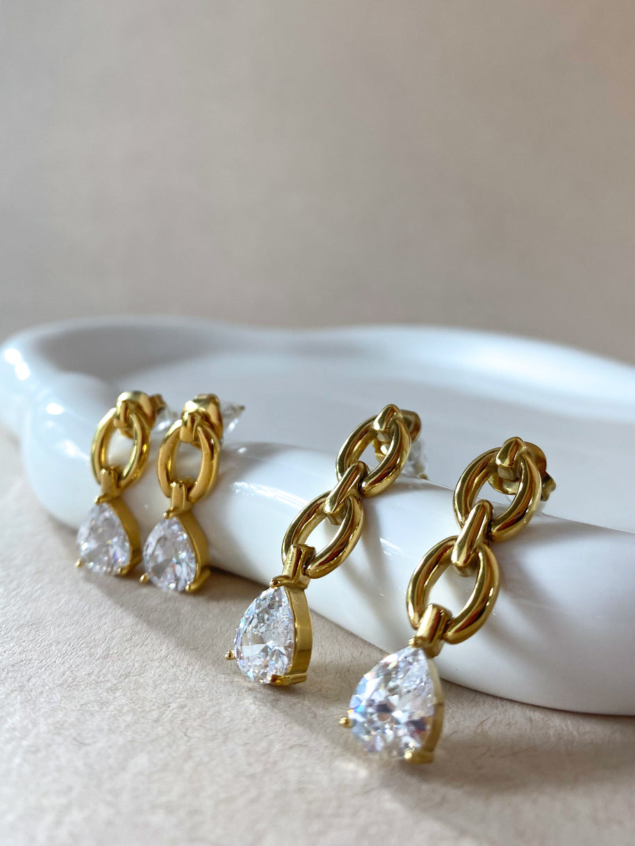 Large & Medium Drop Crystal Style Earrings