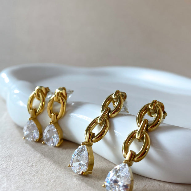 Large & Medium Drop Crystal Style Earrings