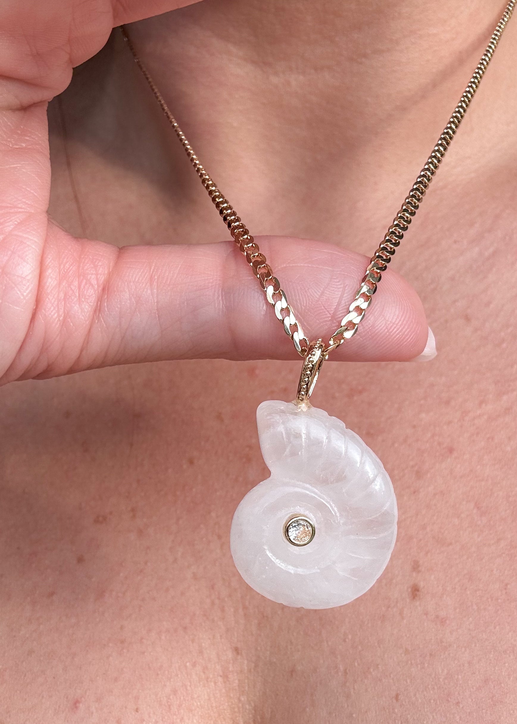 Shell Clear Quartz Charm Necklace