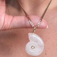 Shell Clear Quartz Charm Necklace
