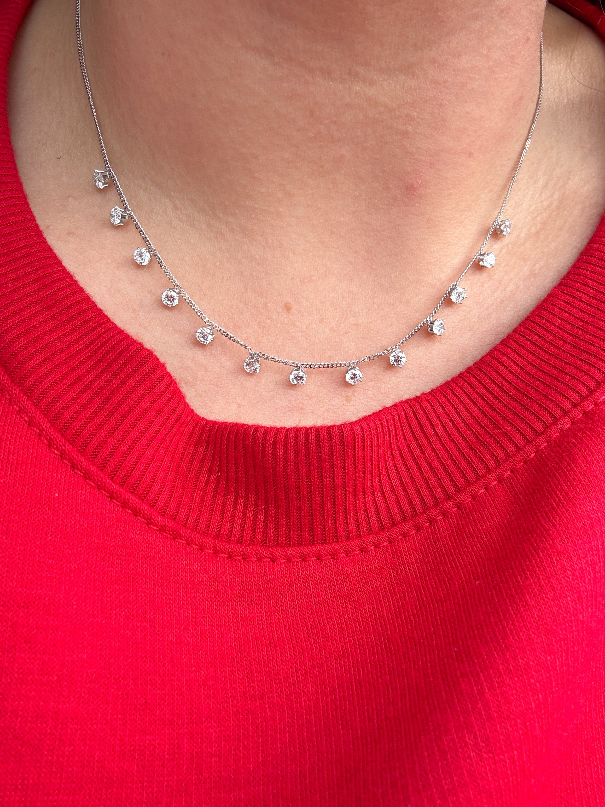 Mini Crystal Silver Steel Necklace