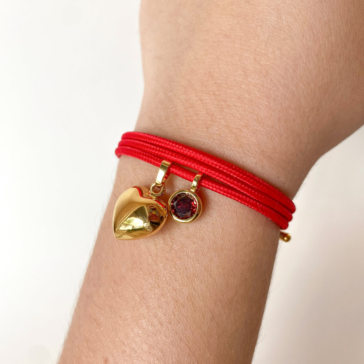 Adjustable Red Magnetic Cord Heart and Red Crystal Bracelet/Necklace