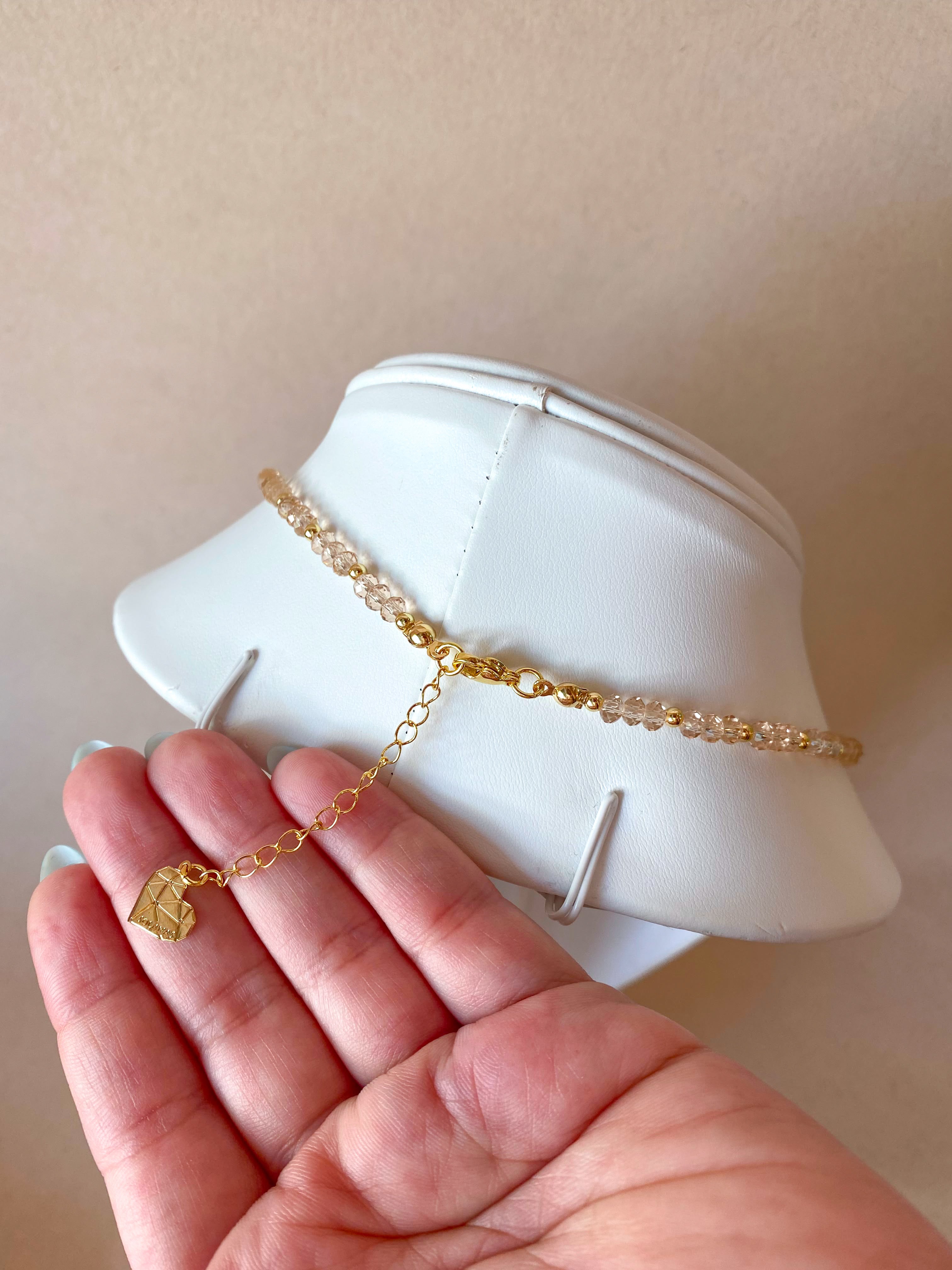 Light Brown Crystals Plain Necklace