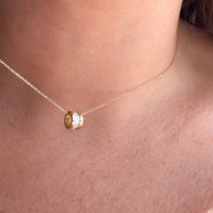 Baggete Crystal Chain 14k Solid Gold Necklace
