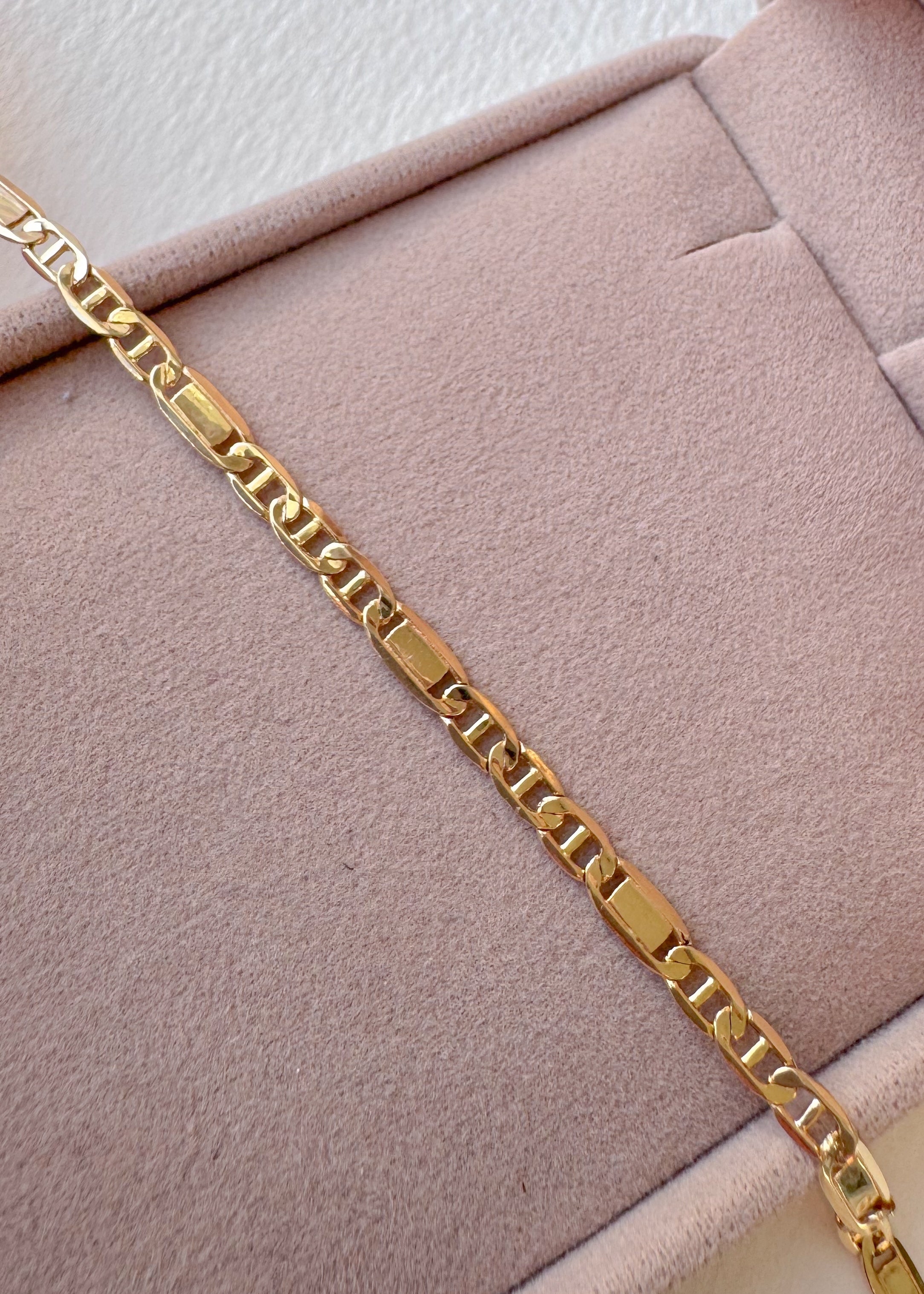 Plain Links Style 14k Solid Gold Bracelet