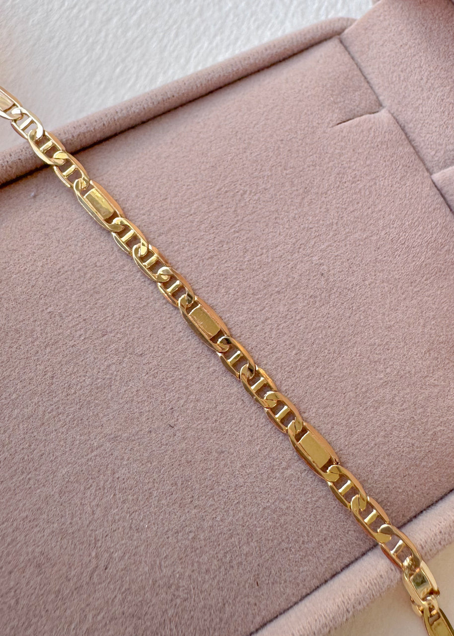 Plain Links Style 14k Solid Gold Bracelet