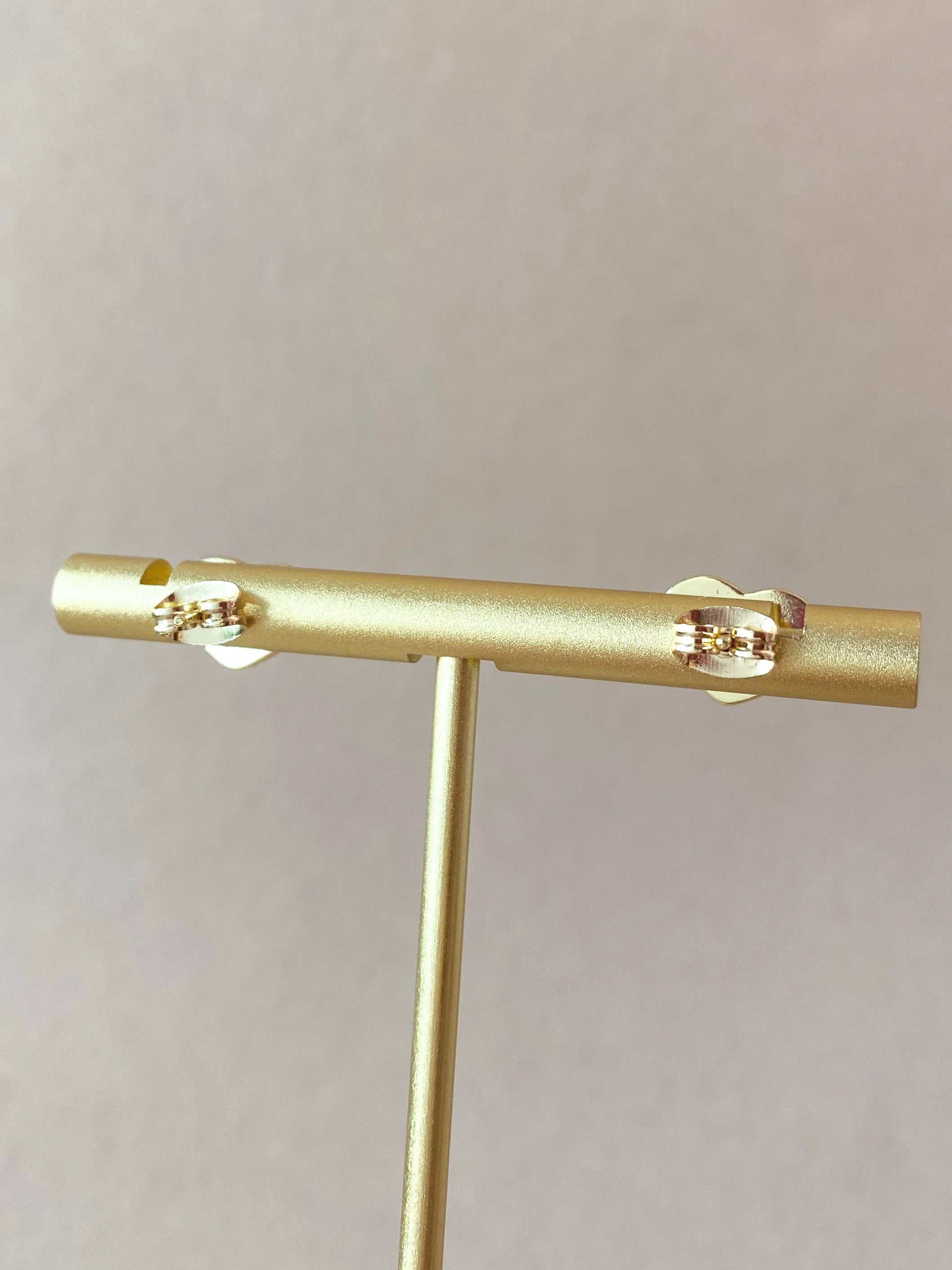 Textured Shape of Golden Heart Little Earrings