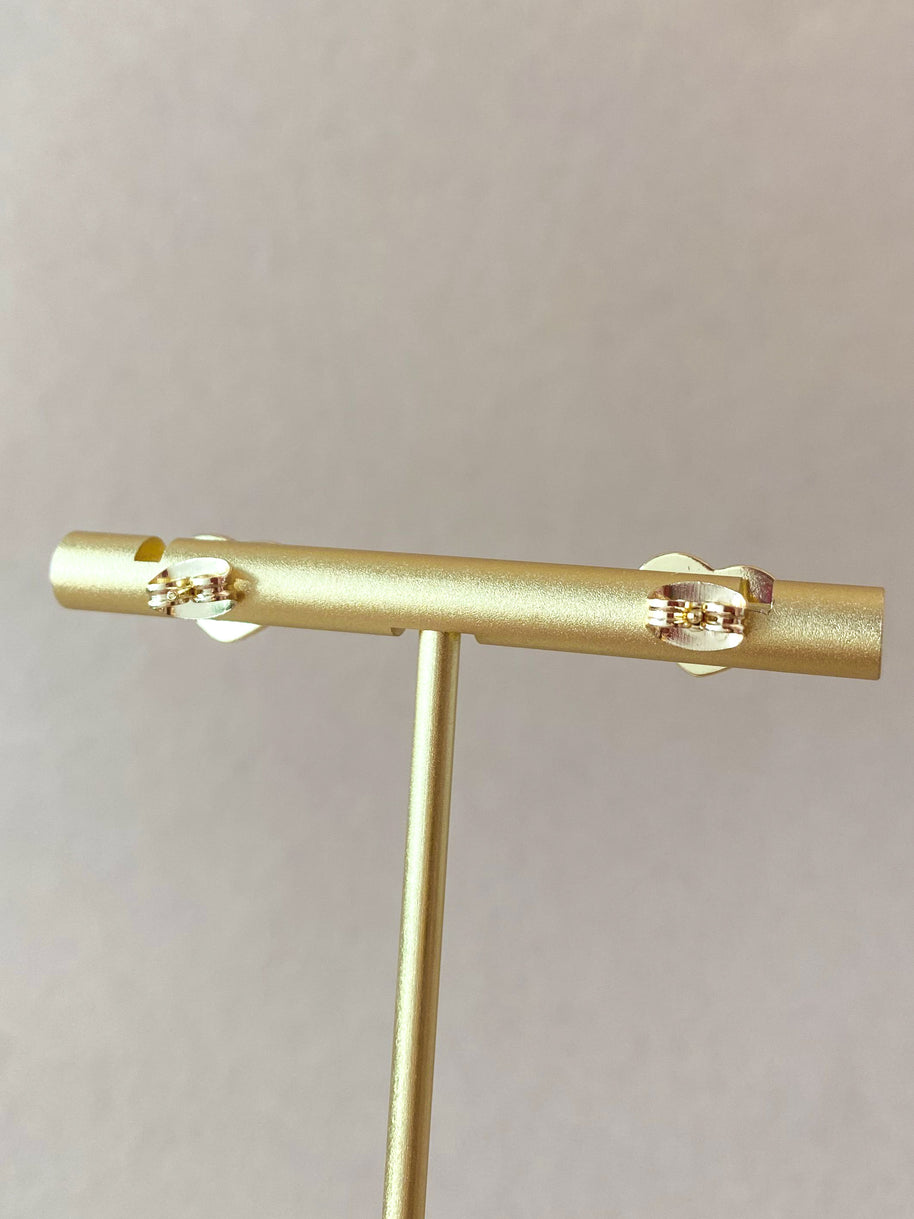 Textured Shape of Golden Heart Little Earrings