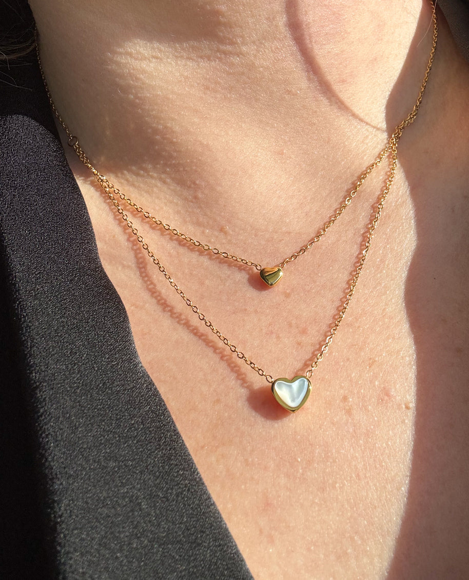 Double Heart Steel Necklace