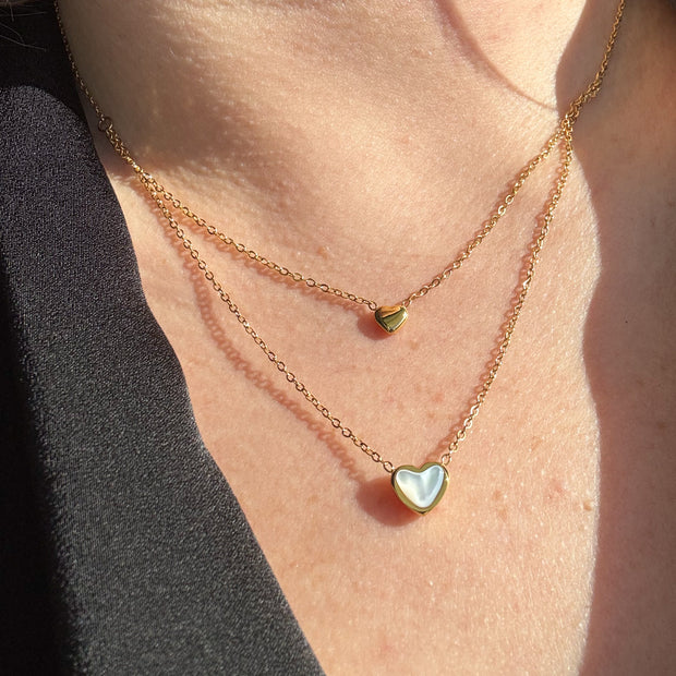Double Heart Steel Necklace