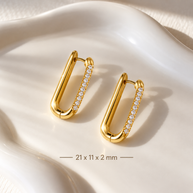 Golden Steel Pave Oval Hoops