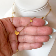 Golden Little & Medium Hearts Pattern Y Necklace