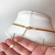 Rigid Golden Circular Zircon Steel Necklace