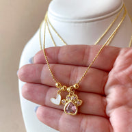 4 Different Multicolor Style of Dog Paw and Heart Necklace
