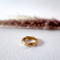 Golden Twist Shape Steel Ring
