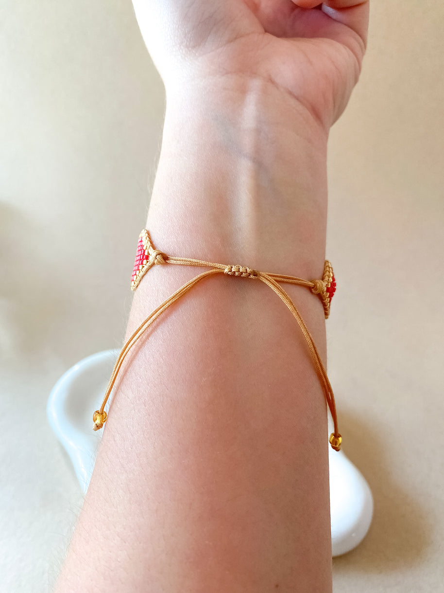Jesus & God Red, Gold and Blue Miyuki Handmade Adjustable Bracelet