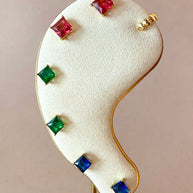 3 Different Colors of Square Crystals Earrings