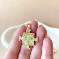 Big St Benedict Golden Cross Charm Medal