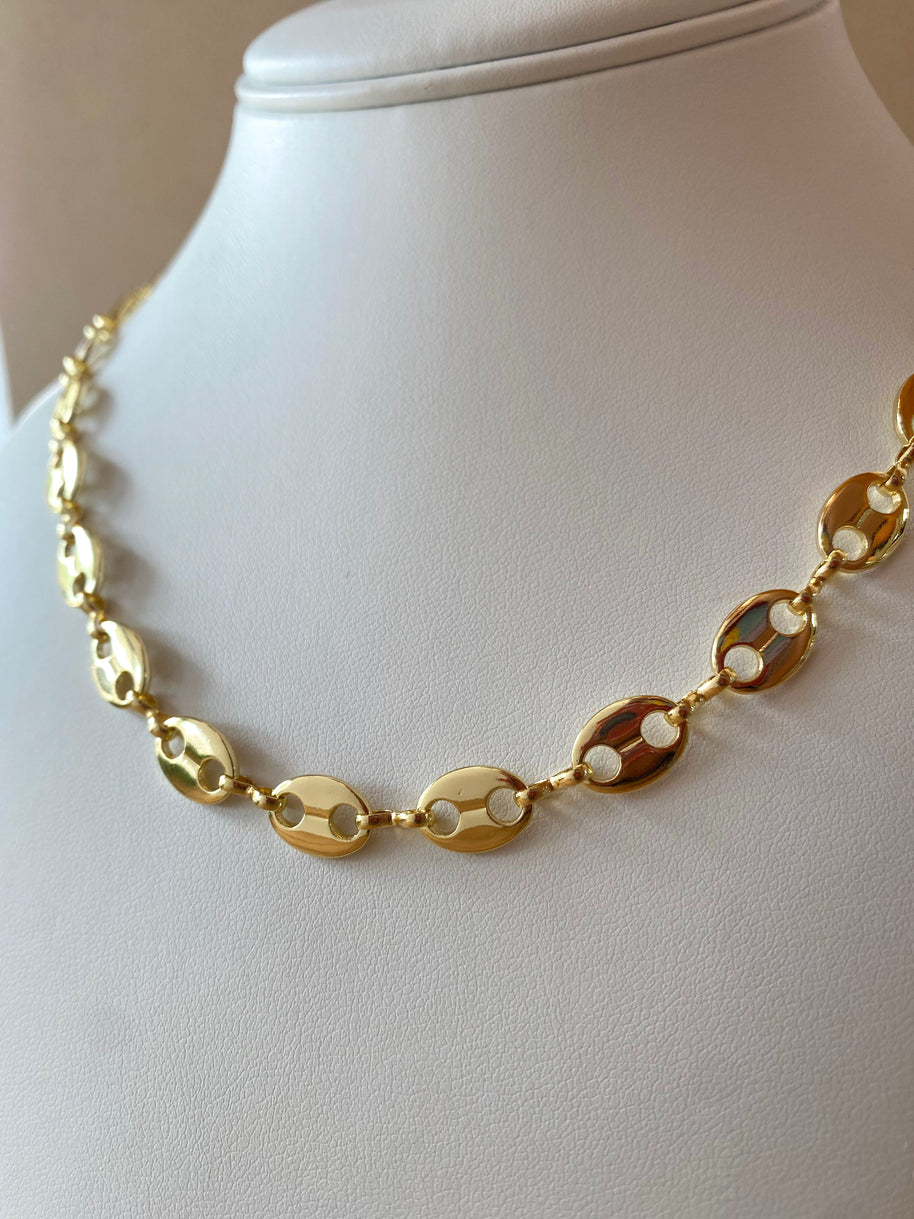 Big Coffee Grain Style Golden Necklace