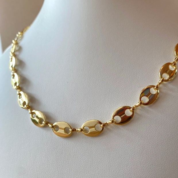 Big Coffee Grain Style Golden Necklace