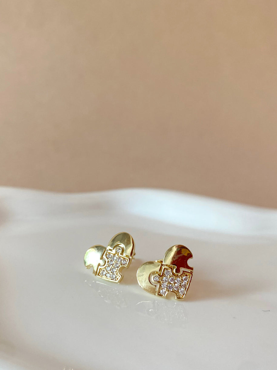 Little Puzzle Golden Hearts Earrings