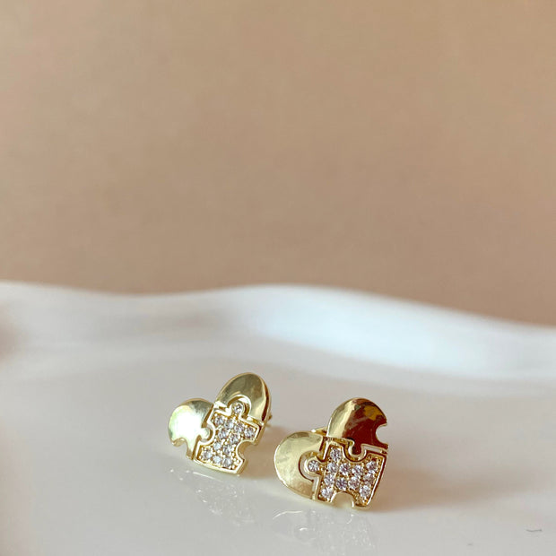 Little Puzzle Golden Hearts Earrings