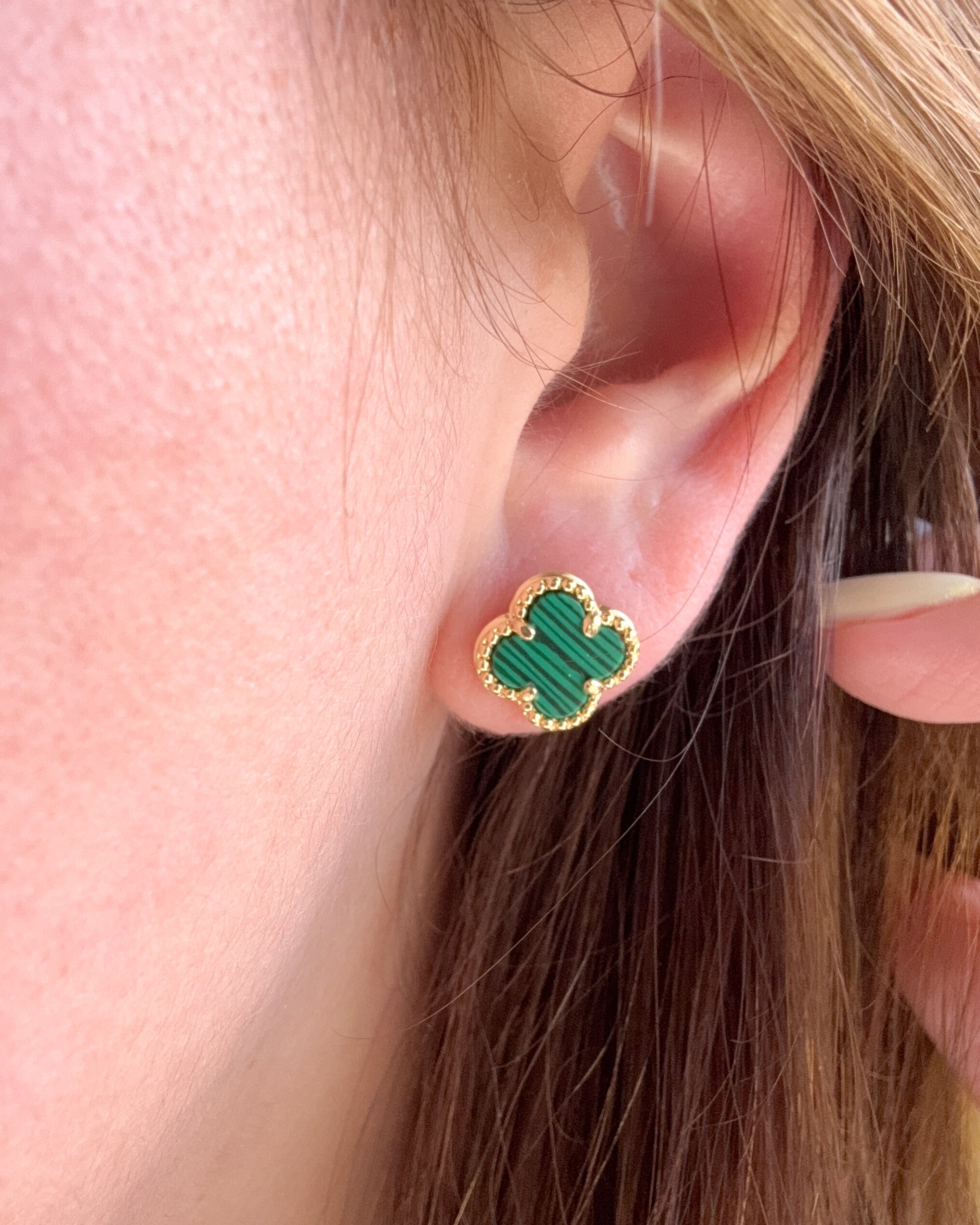 Clovers Green & Black Earrings