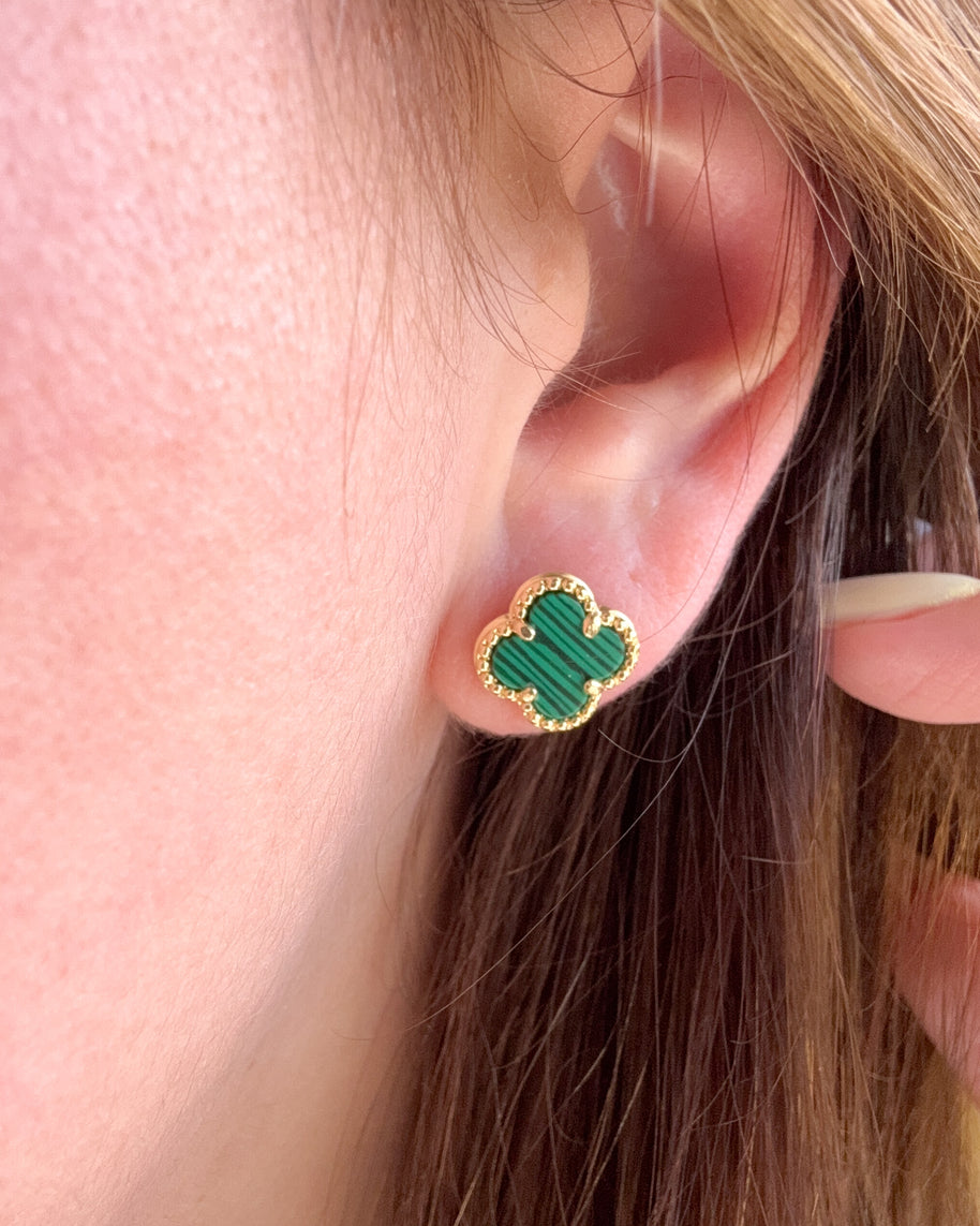 Clovers Green & Black Earrings