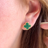 Clovers Green & Black Earrings