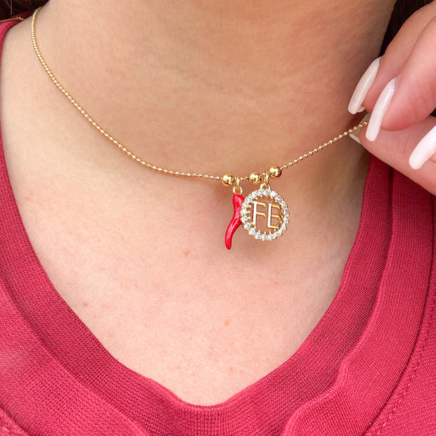 Cadena Ajustable Cuernito Rojo + FE