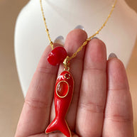 Red Fish and Turkish Stone Necklace
