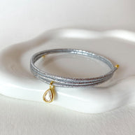 Adjustable Shiny Silver Magnetic Cord Tree of Life and Clear Drop Crystal Bracelet/Necklace