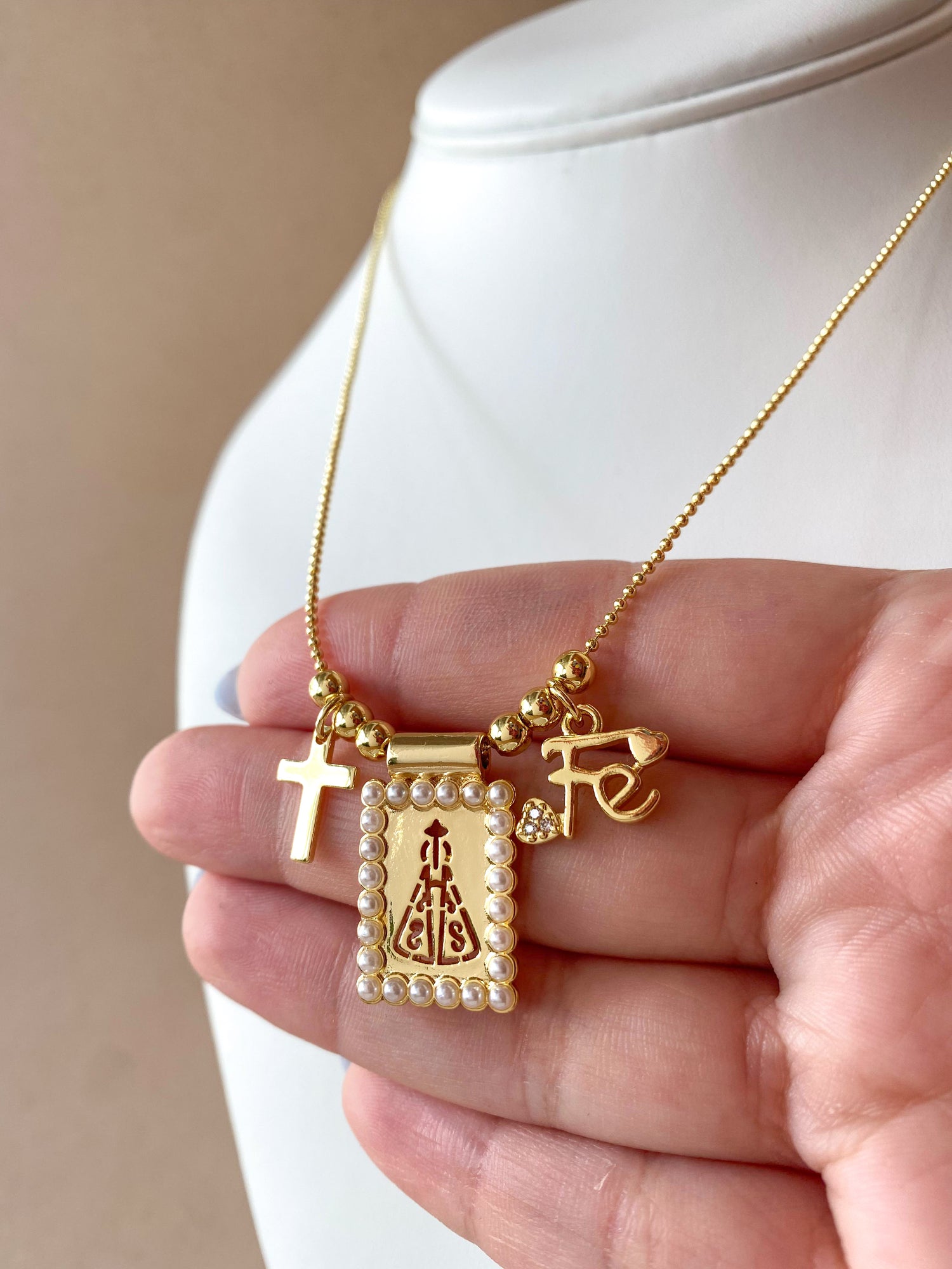 Virgin of the Valley, Cross and Faith Scapular Necklace