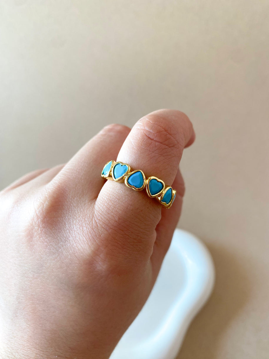 Crystals Hearts Colorful Rings
