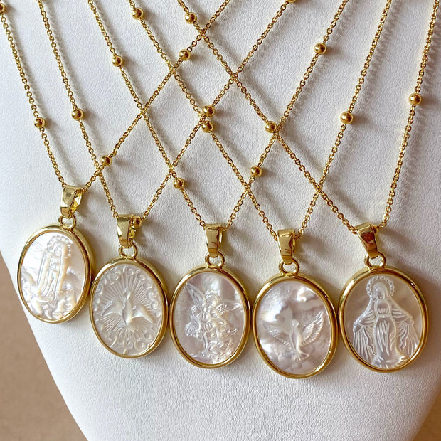 Mother of Pearl Oval Saint Medals