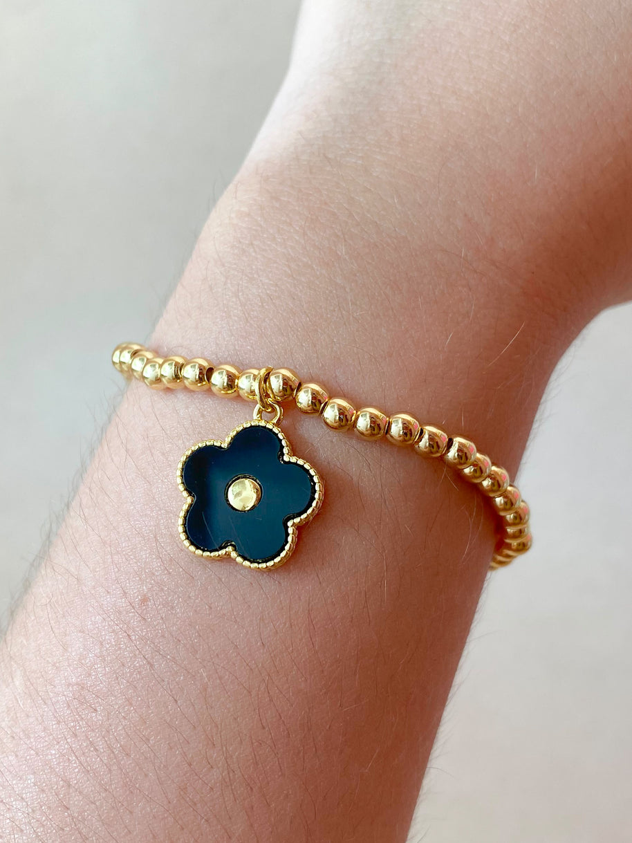 Black Flower Elastic Bracelet