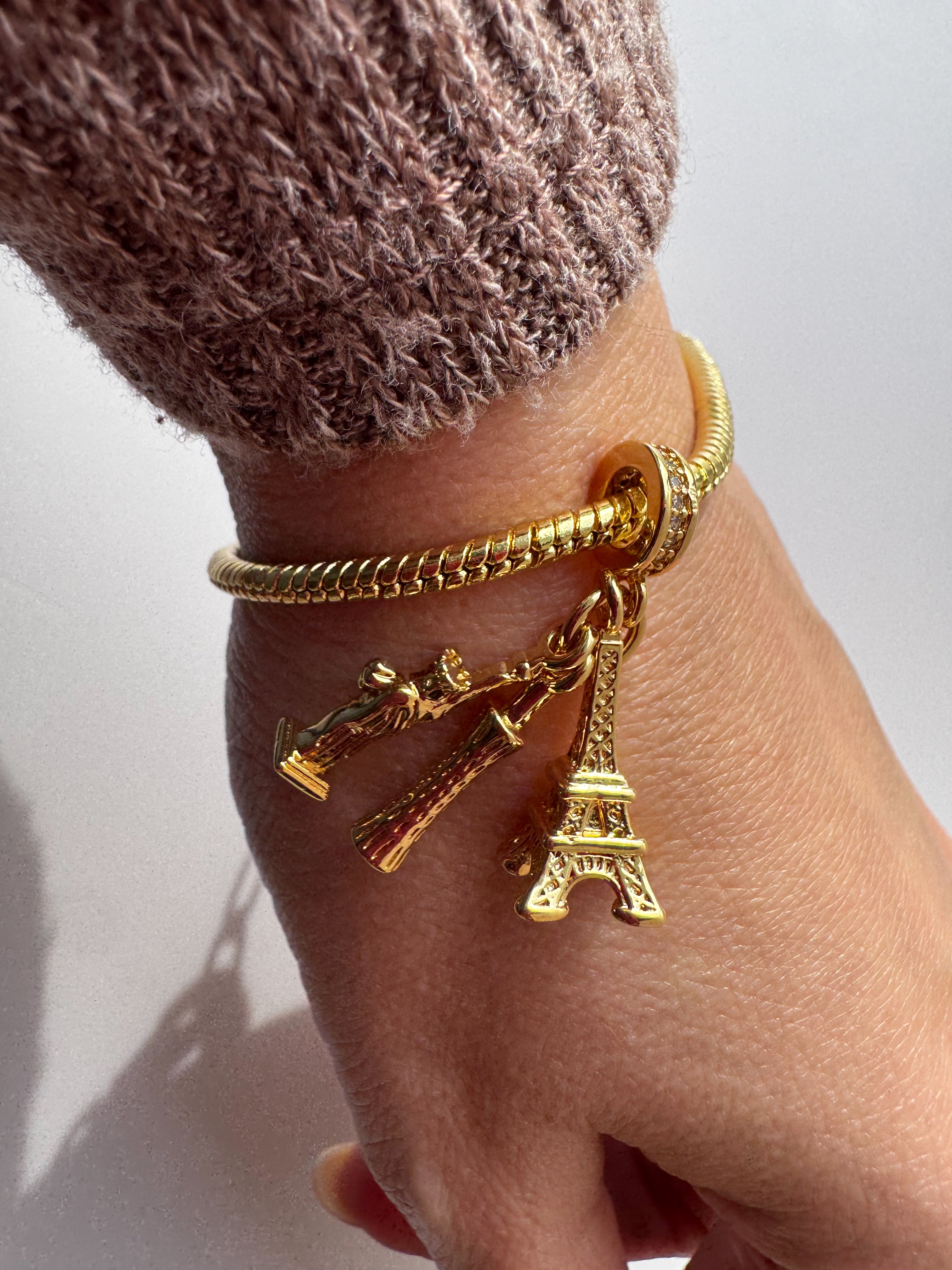 Tower of Pisa + Eiffel Tower + Statue of Liberty Charms Bracelets
