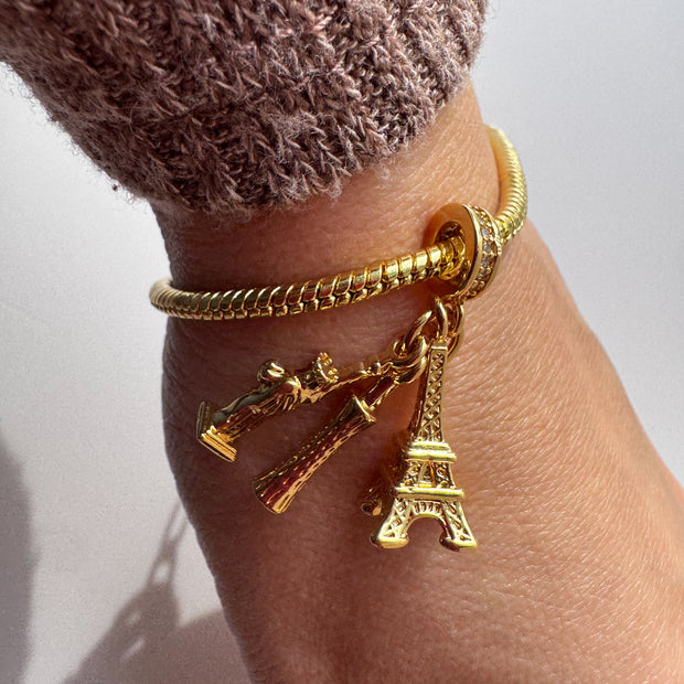 Tower of Pisa + Eiffel Tower + Statue of Liberty Charms Bracelets