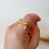 Golden Zircon Open Adjustable Steel Ring